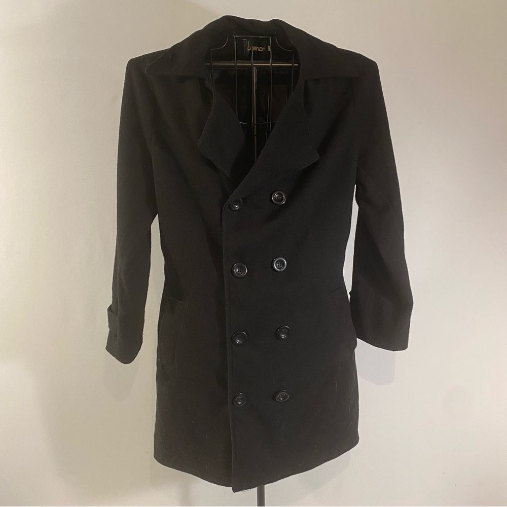 Owind Girls Black Double Breasted Coat Size XXL